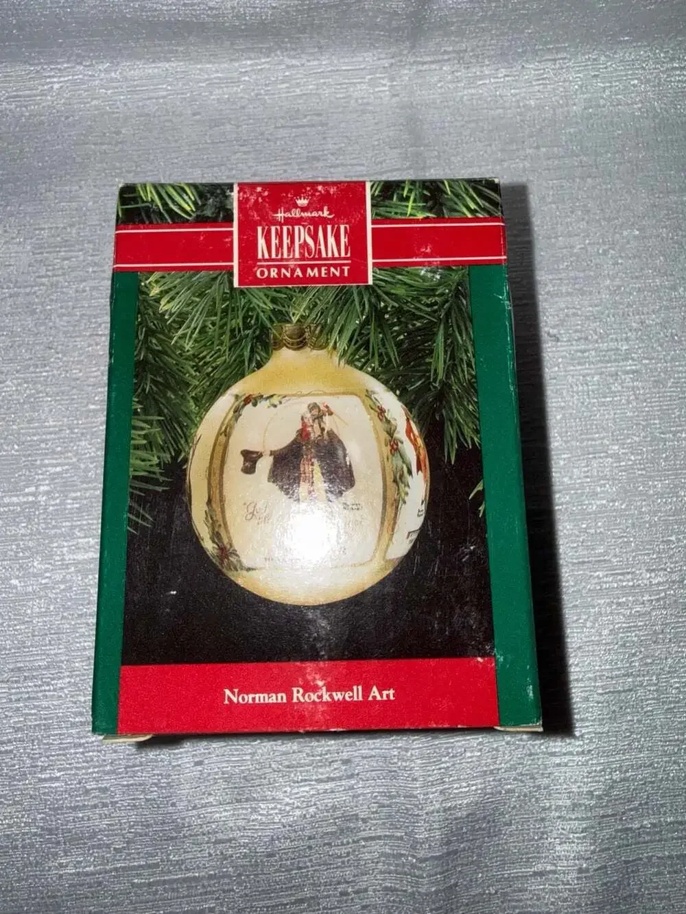 Hallmark Keepsake Christmas Ornament Norman Rockwell Art Glass Dated 1990